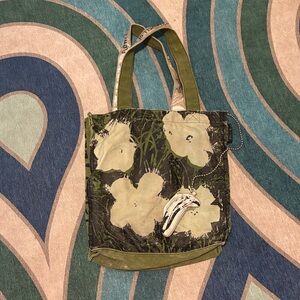 Andy Warhol “Flowers” Floral Green Tote Bag